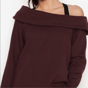 Victoria’s Secret Victoria Sport Off-Shoulder Foldover Sweatshirt Plum
